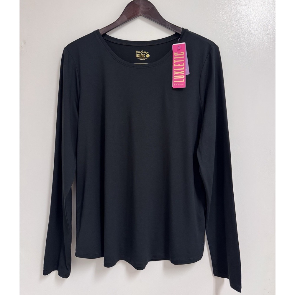 NWT Lilly Pulitzer Luxletic Westley Long Sleeve Active Tee Onyx Black XL UPF 50+